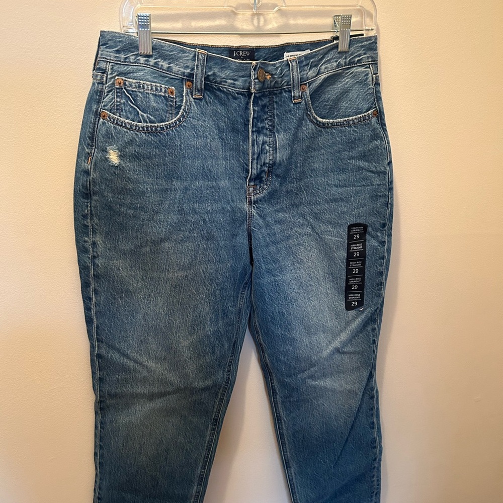 J. Crew NWT high rise straight blue jeans premium denim  size 8